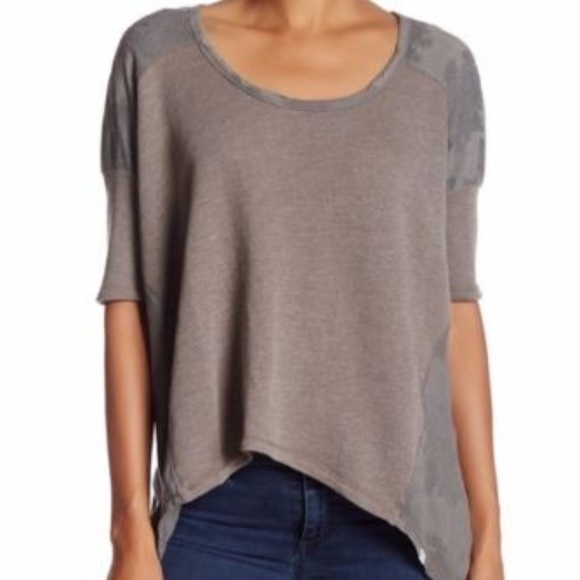 Sloane-Rouge-French-Terry-and-Woven-Crepe-Tee - Picture 1 of 2